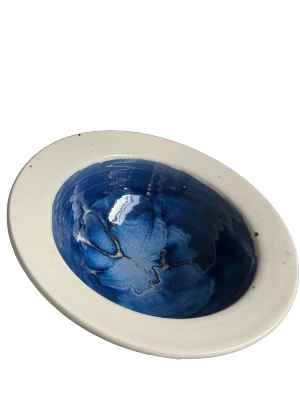 Handmade Blue White Hand Thrown Stoneware Bowls Set of 2 Cottagecore Farmhouse